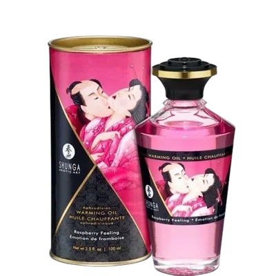 Разогревающее масло Shunga Aphrodisiac Warming Oil – Raspberry Feeling (100 мл) без сахара, вкусное