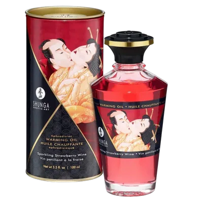 Разогревающее масло Shunga Aphrodisiac Warming Oil - Sparkling Strawberry Wine (100 мл) без сахара