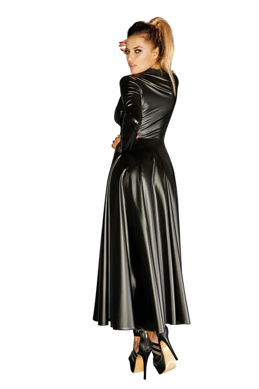 Платье-плащ с мокрым эффектом Noir Handmade F128C Powerwetlook gown coat, XL