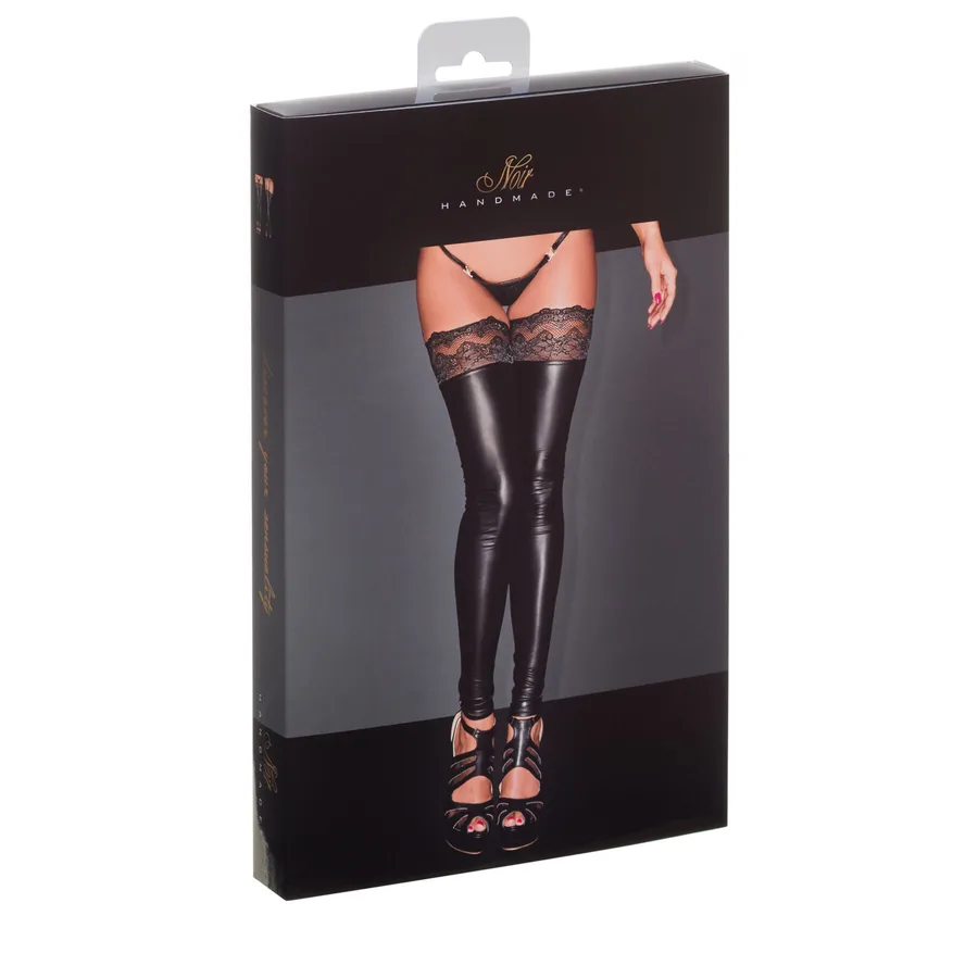 Чулки с мокрым эффектом Noir Handmade F135 Powerwetlook stockings, XXL, без мысков