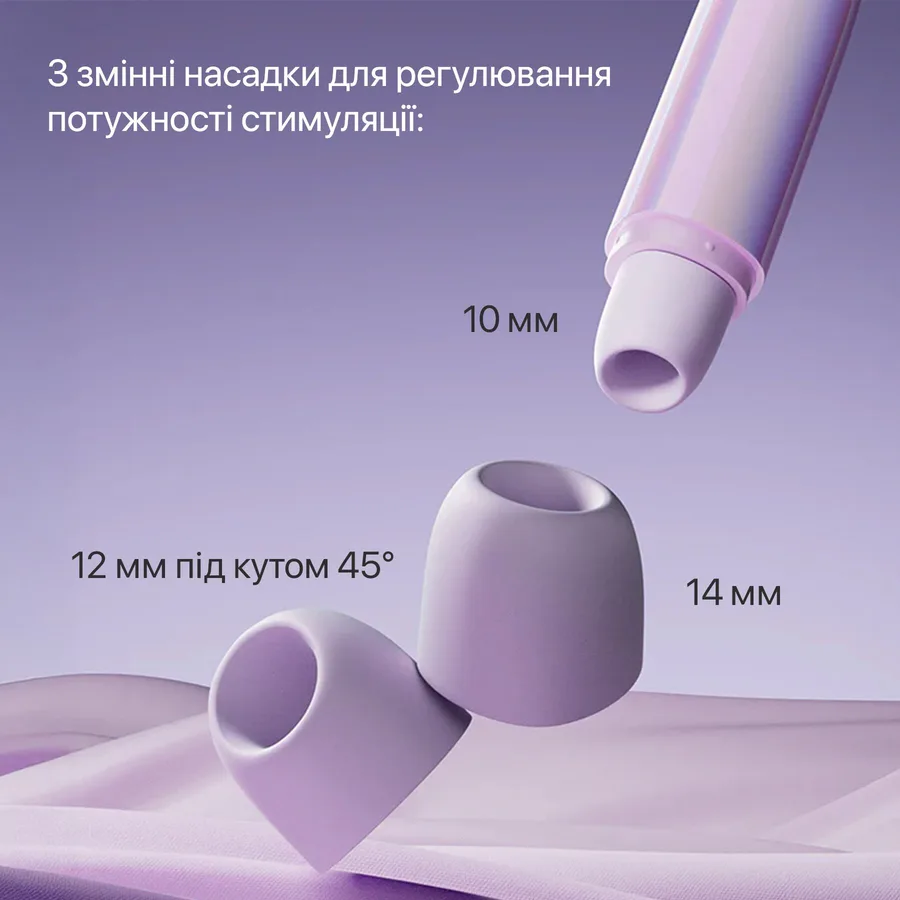 Вакуумный клиторальный стимулятор Zalo Lia Lavender Purple, 3 насадки, 3 режима, разная интенсивность