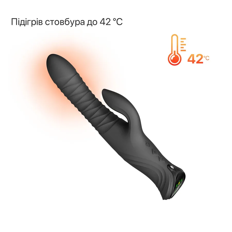 Смарт пульсатор-кролик з вібрацією Zalo Mose 2 Obsidian Black, підігрів до 42 °C, кристал Swarovski