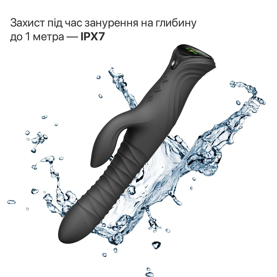 Смарт пульсатор-кролик з вібрацією Zalo Mose 2 Obsidian Black, підігрів до 42 °C, кристал Swarovski