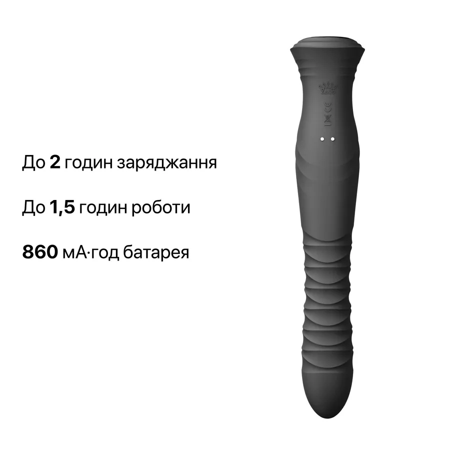 Смарт пульсатор-кролик з вібрацією Zalo Mose 2 Obsidian Black, підігрів до 42 °C, кристал Swarovski