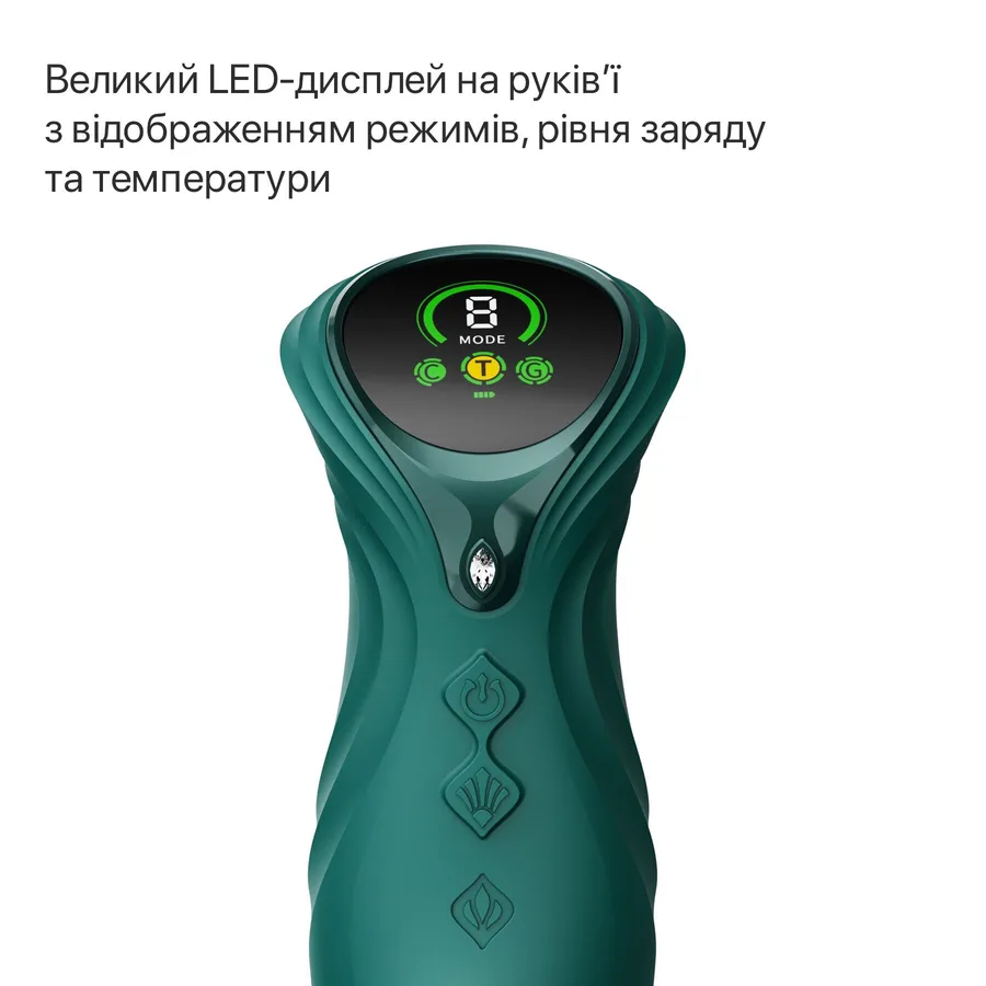 Смарт пульсатор-кролик з вібрацією Zalo Mose 2 Turquoise Green, підігрів до 42 °C, кристал Swarovski