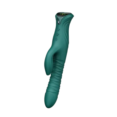Смарт пульсатор-кролик с вибрацией Zalo Mose 2 Turquoise Green, подогрев до 42°C, кристалл Swarovski