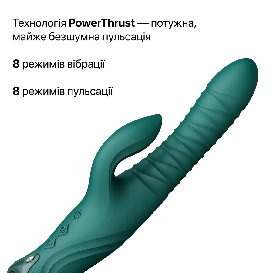 Смарт пульсатор-кролик з вібрацією Zalo Mose 2 Turquoise Green, підігрів до 42 °C, кристал Swarovski