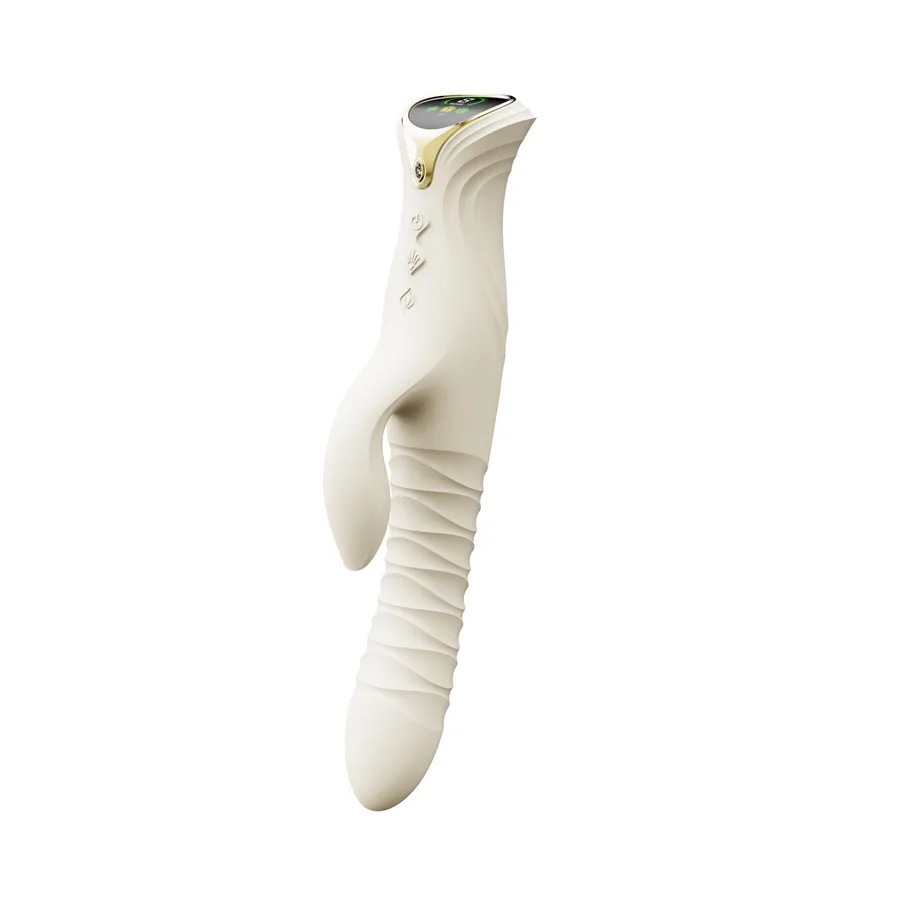 Смарт пульсатор-кролик с вибрацией Zalo Mose 2 Ivory White, подогрев до 42 °C, кристалл Swarovski