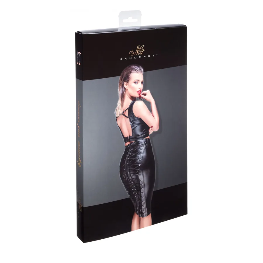 Юбка-карандаш со шнуровкой Noir Handmade F152 Powerwetlook pencil skirt, S, с мокрым эффектом