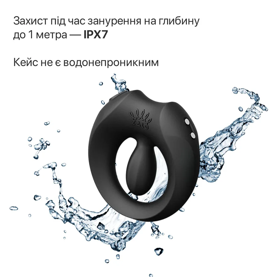 Ерекційне смарт-віброкільце Zalo Apis Obsidian Black, до 4 годин роботи, зарядний кейс