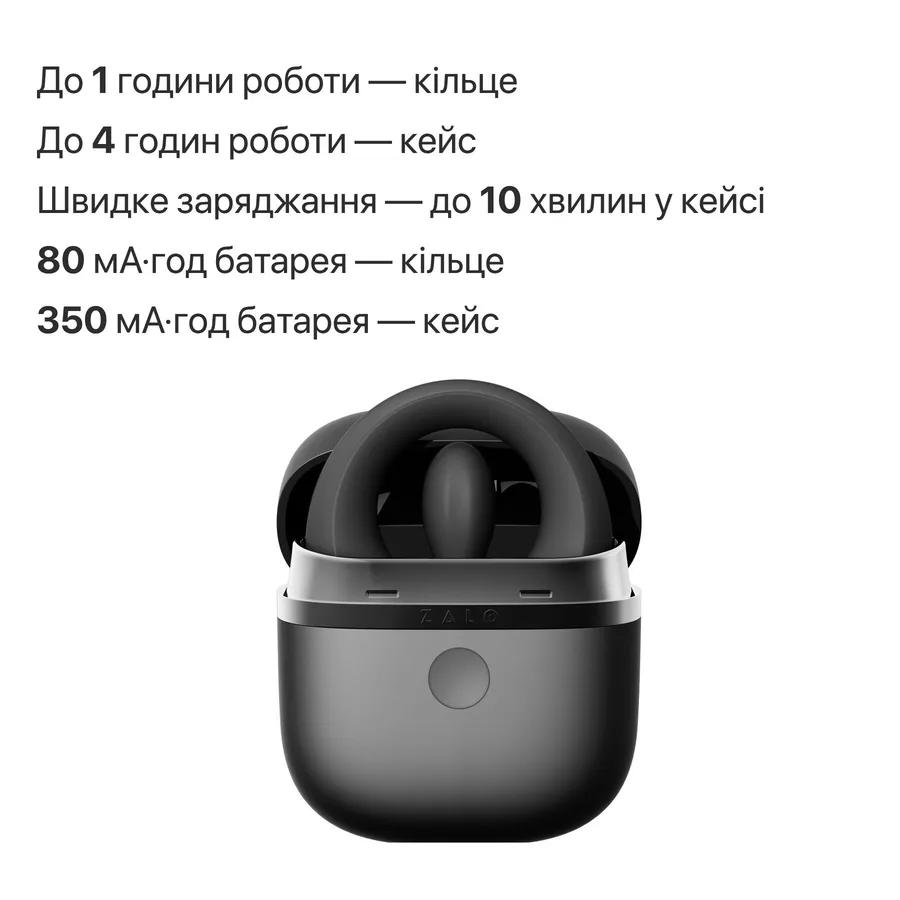 Ерекційне смарт-віброкільце Zalo Apis Obsidian Black, до 4 годин роботи, зарядний кейс