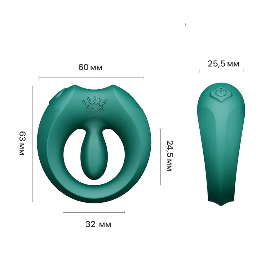 Эрекционное смарт-виброкольцо Zalo Apis Turquoise Green, до 4 часов работы, зарядный кейс