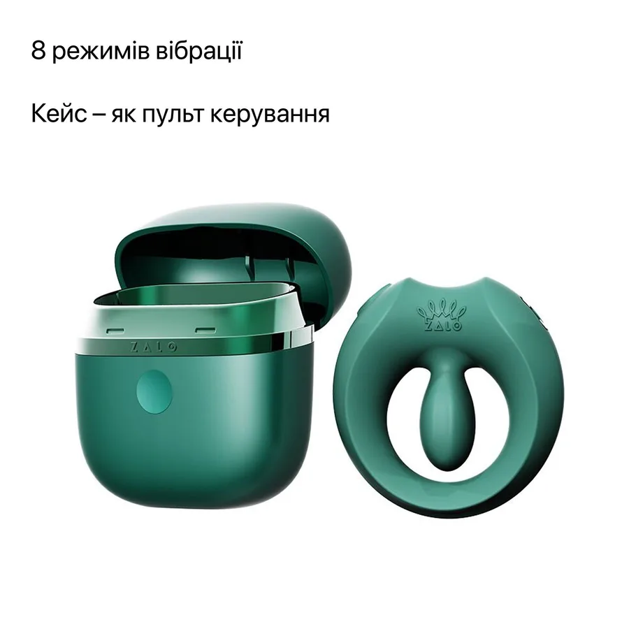 Эрекционное смарт-виброкольцо Zalo Apis Turquoise Green, до 4 часов работы, зарядный кейс