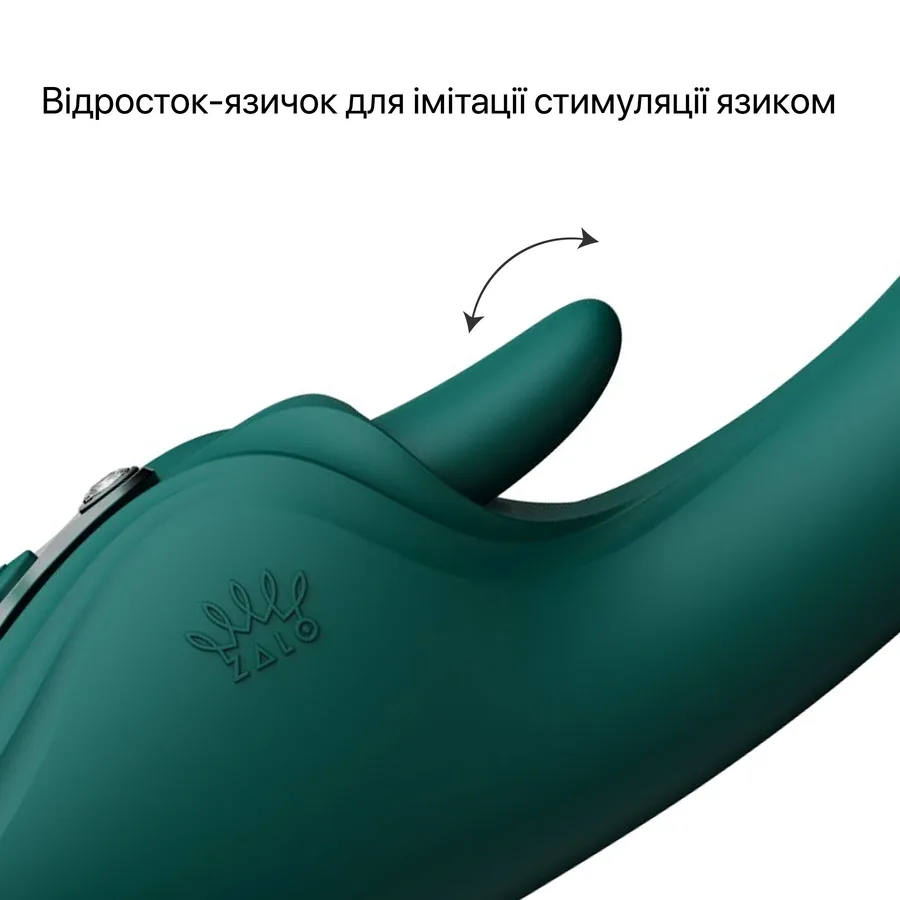 Смарт-вибратор Zalo Ares Turquoise Green, подогрев, 3 мотора, язычок для клитора, стимуляция точки G