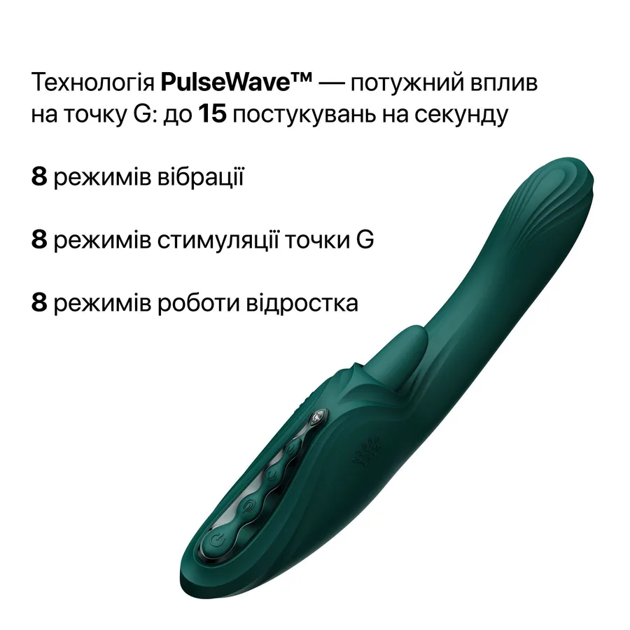 Смарт-вибратор Zalo Ares Turquoise Green, подогрев, 3 мотора, язычок для клитора, стимуляция точки G