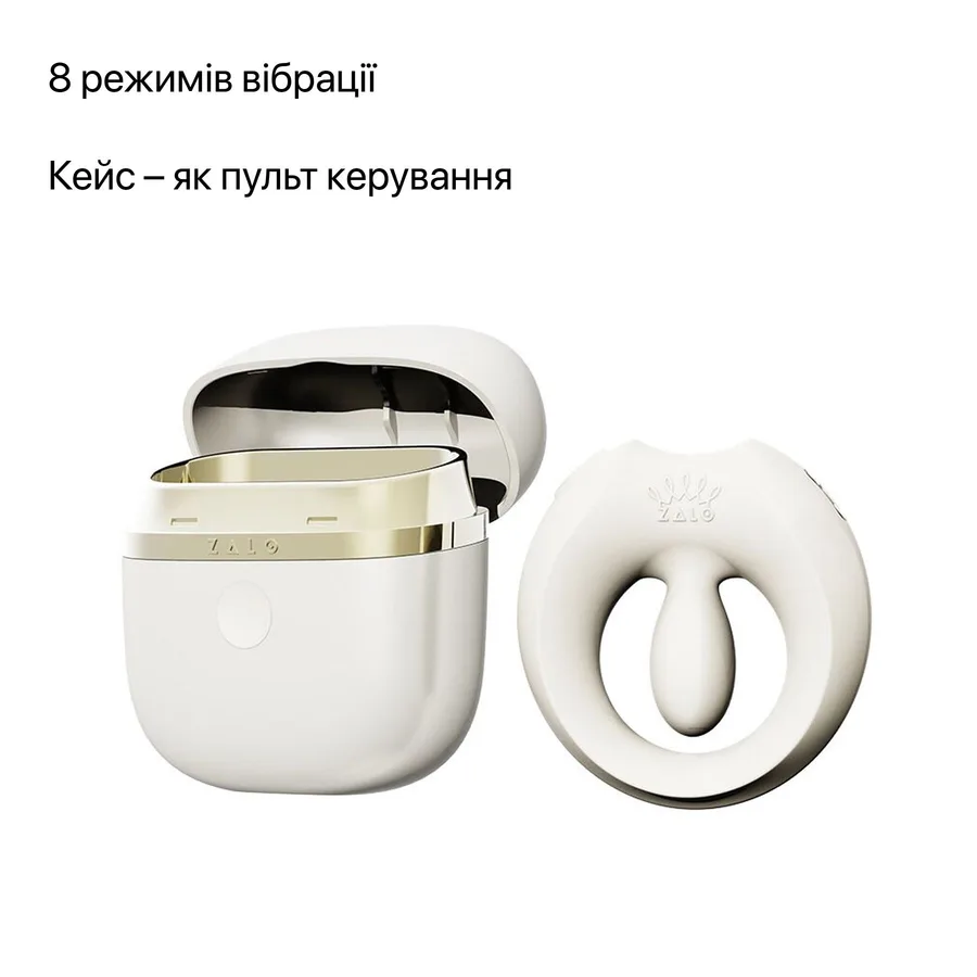 Эрекционное смарт-виброкольцо Zalo Apis Ivory White, до 4 часов работы, зарядный кейс