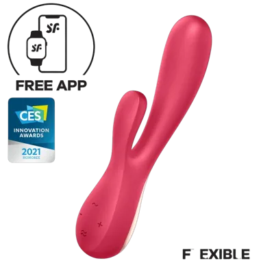 Смарт вібратор-кролик Satisfyer Mono Flex Red, 2 мотори, керування через інтернет