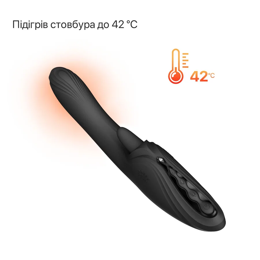Смарт-вибратор Zalo Ares Obsidian Black, подогрев, 3 мотора, язычок для клитора, стимуляция точки G