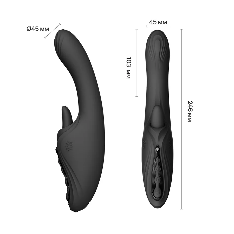 Смарт-вибратор Zalo Ares Obsidian Black, подогрев, 3 мотора, язычок для клитора, стимуляция точки G