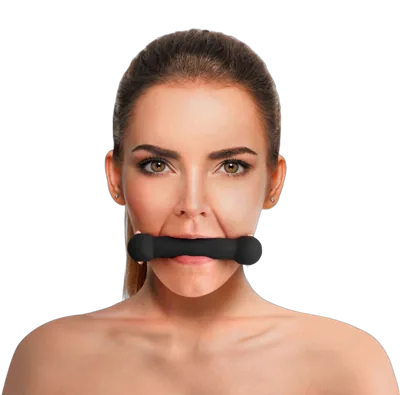 Кляп-палиця на ременях Art of Sex – Gag Stick Silicon, чорний, натуральна шкіра