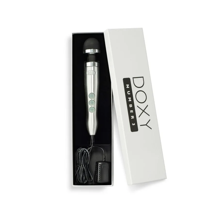 Вібромасажер DOXY Die Cast 3 Silver (Satin), дуже потужний, живлення 220В, металевий корпус