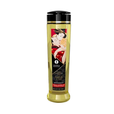 Массажное масло Shunga Romance - Sparkling Strawberry Wine (240 мл) натуральное увлажняющее