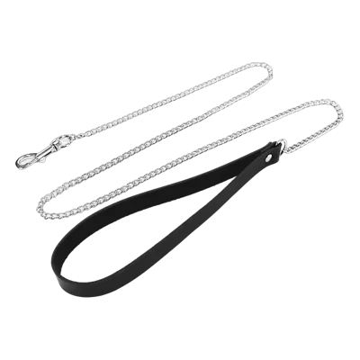 Повідець на ланцюжку із натуральної шкіри Art of Sex - Leash, колір Чорний