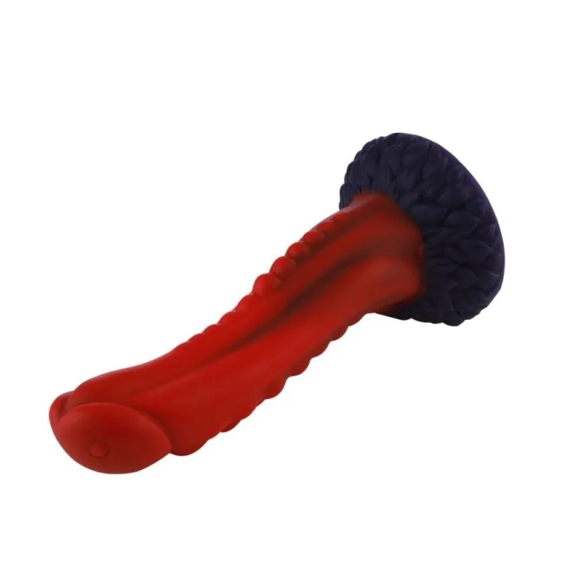 Фалоімітатор для секс-машин Hismith 8.35″ Curved Silicone Dildo Red Monster Series, система KlicLok