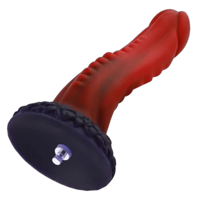 Фаллоимитатор для секс-машин Hismith 8.35″ Curved Silicone Dildo Red Monster Series, система KlicLok