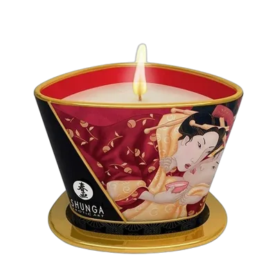 Массажная свеча Shunga Massage Candle - Sparkling Strawberry Wine (170 мл) с афродизиаками