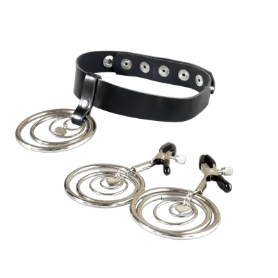 Набір чокер + затискачі Art of Sex - Choker and Nipple clamps Triada, колір чорний