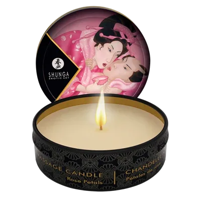 Массажная свеча Shunga Mini Massage Candle - Rose Petals (30 мл) с афродизиаками