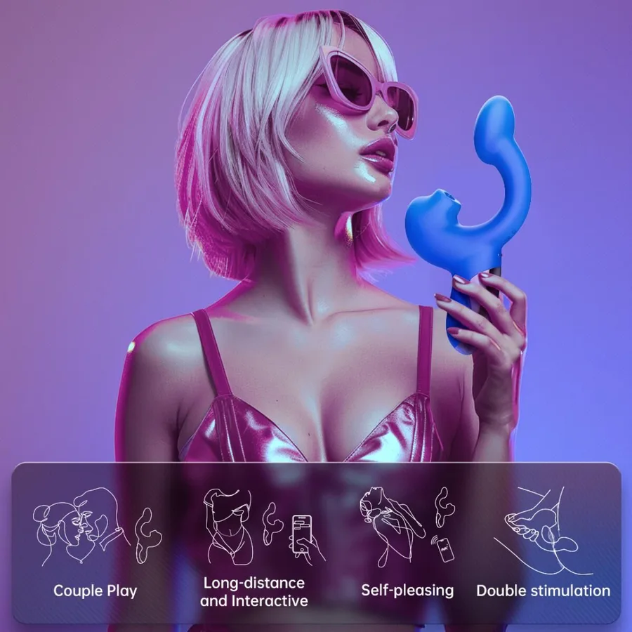 Смарт-вибратор Magic Motion Ponder Blue, двойная стимуляция, виброяйцо+язычок для клитора