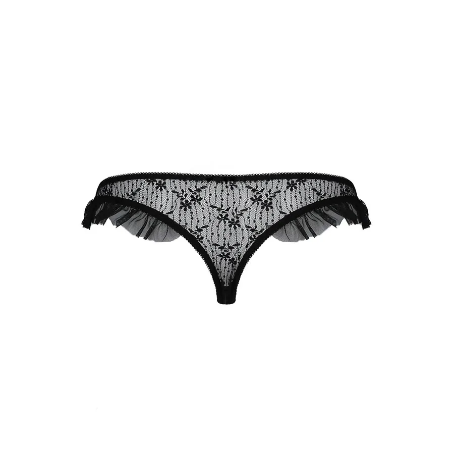 Трусики с оборками Passion Exclusive DONIA THONG XXL/XXXL, black