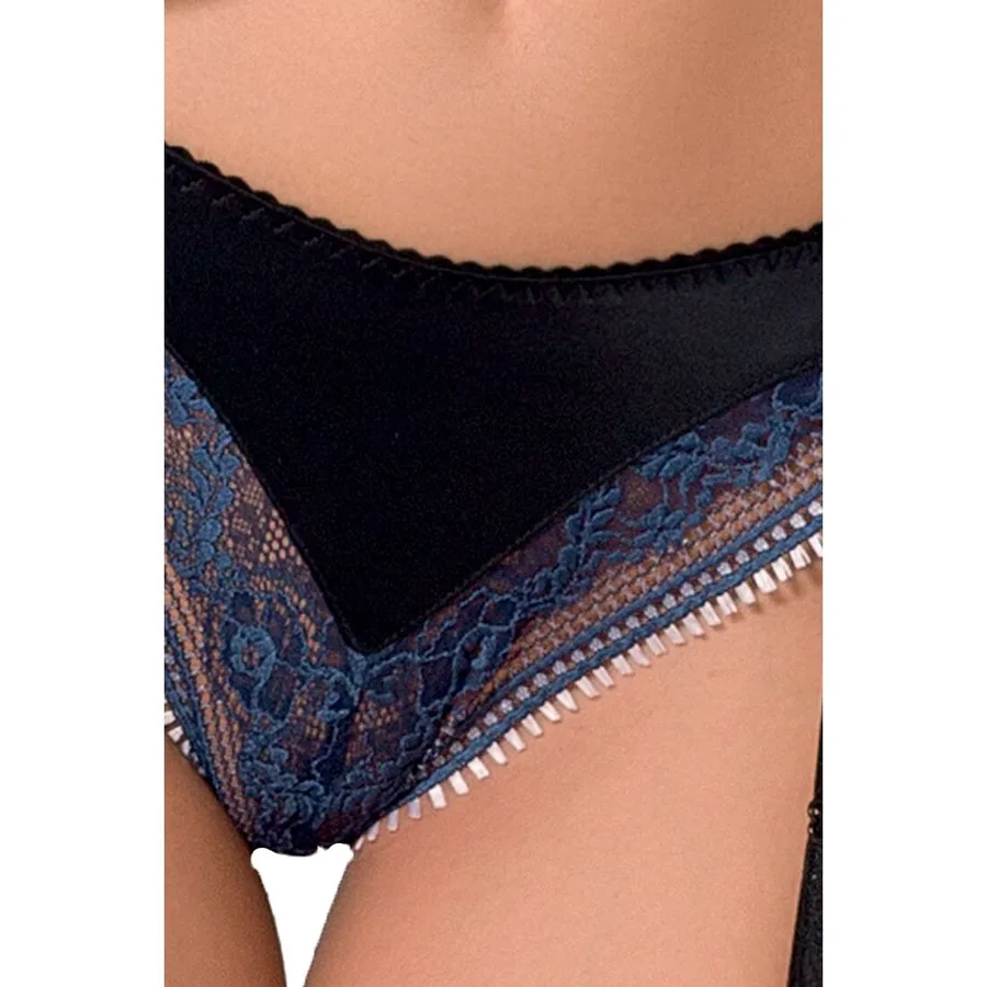Комплект білизни Passion Exclusive GISELE SET L/XL, black, ліф, трусики з пажами
