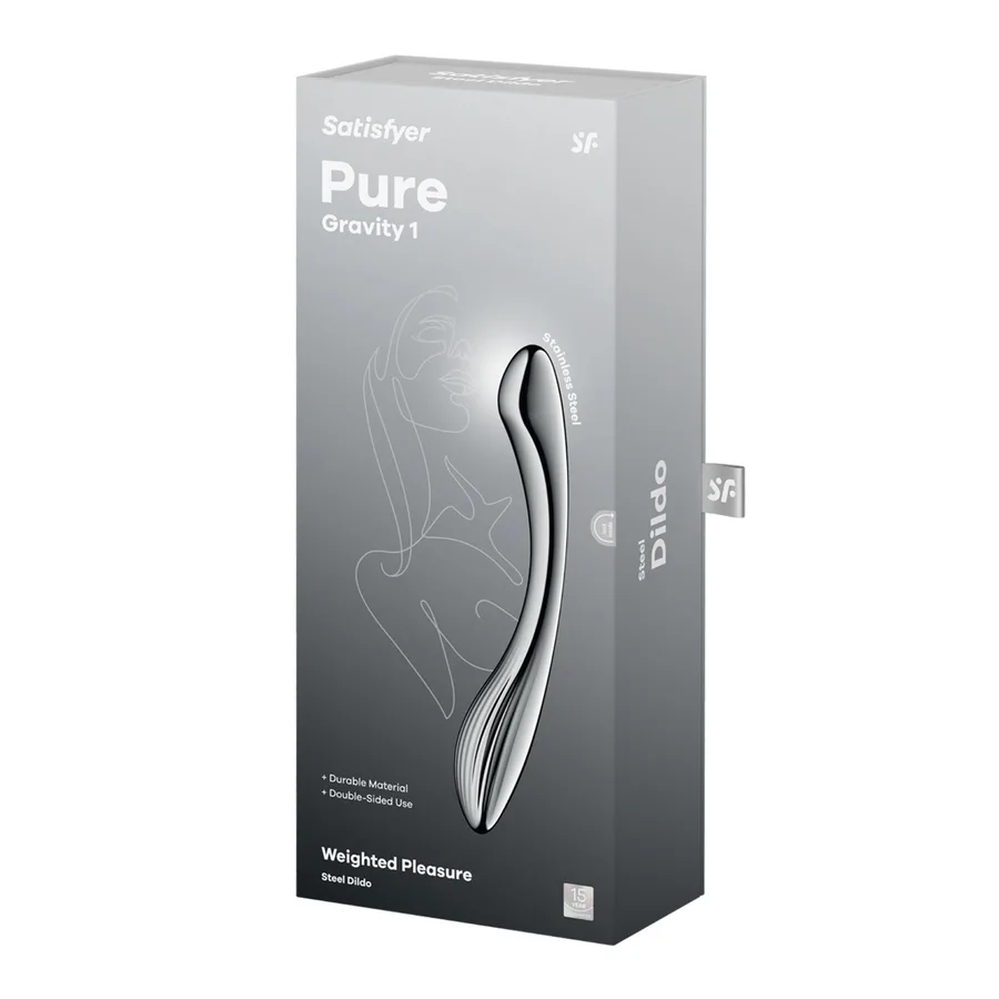 Металлический дилдо Satisfyer Pure Gravity 1, двусторонний, можно нагревать и охлаждать, 939 г