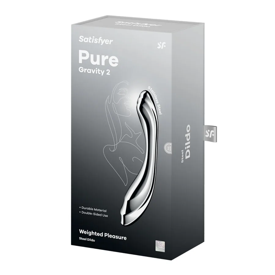 Металевий дилдо Satisfyer Pure Gravity 2, двосторонній, можна нагрівати й охолоджувати, дуже важкий