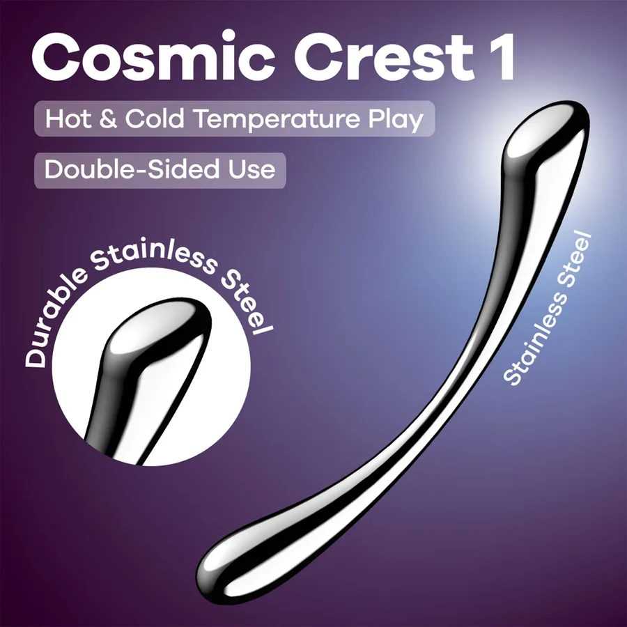 Металевий дилдо Satisfyer Cosmic Crest 1, двосторонній, можна нагрівати й охолоджувати