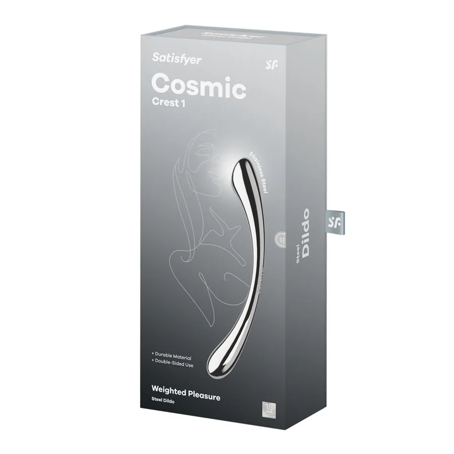 Металевий дилдо Satisfyer Cosmic Crest 1, двосторонній, можна нагрівати й охолоджувати