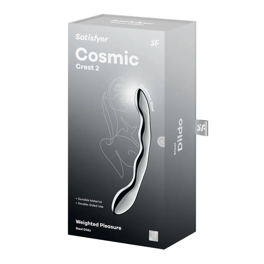 Металлический дилдо Satisfyer Cosmic Crest 2, двусторонний, можно нагревать и охлаждать