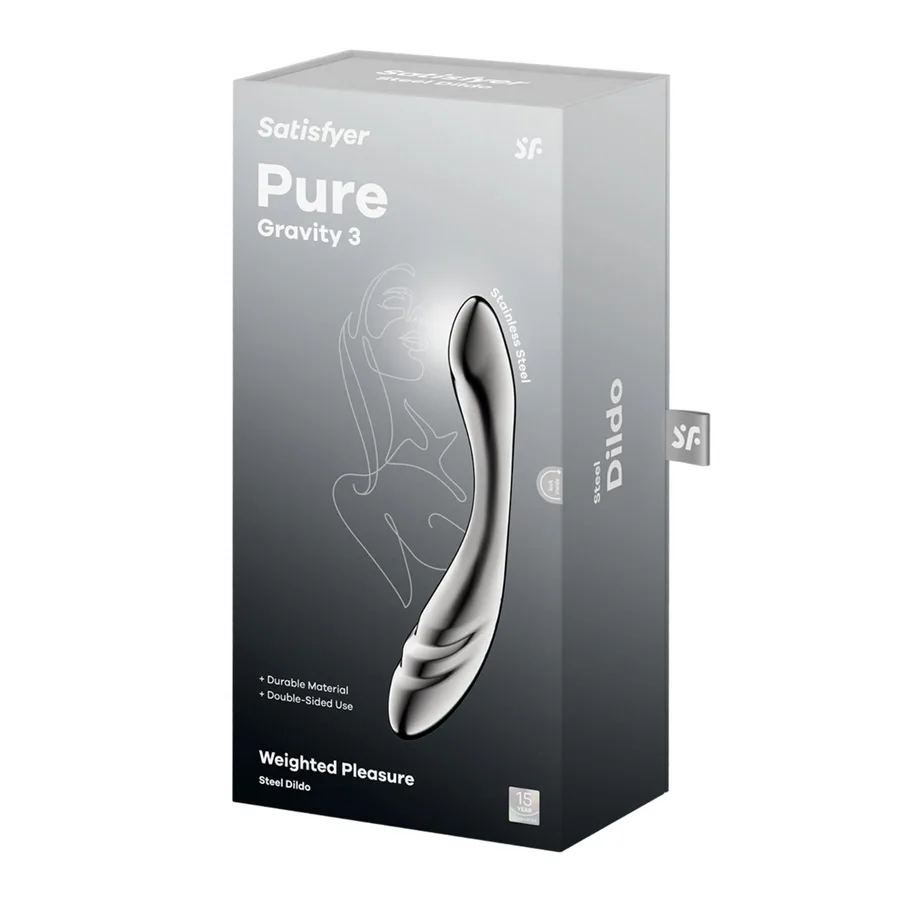 Металлический дилдо Satisfyer Pure Gravity 3, двусторонний, можно нагревать и охлаждать, очень тяжелый