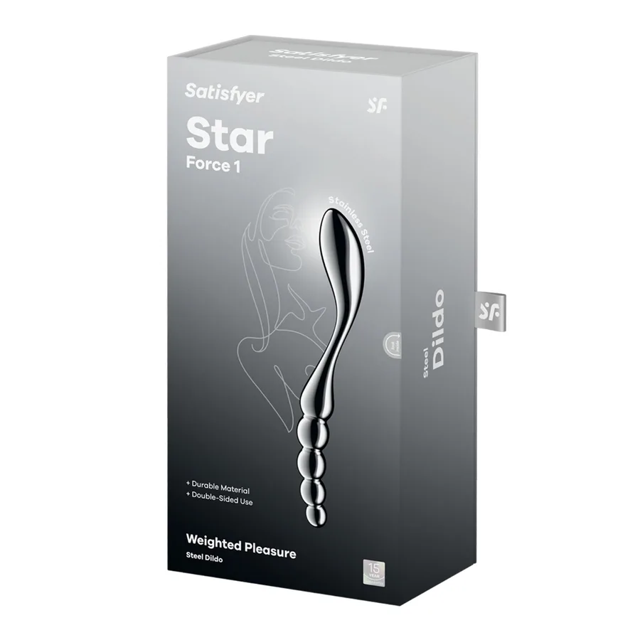 Металевий дилдо Satisfyer Star Force 1, двосторонній, можна нагрівати та охолоджувати