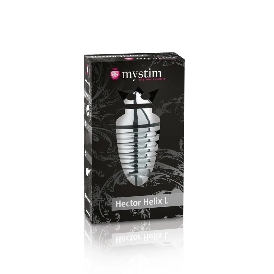 Металева анальна пробка Mystim Hector Helix L для електростимулятора, діаметр 5 см