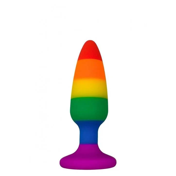 Силіконова анальна пробка Wooomy Hiperloo Silicone Rainbow Plug S, діаметр 2,4 см, довжина 9 см