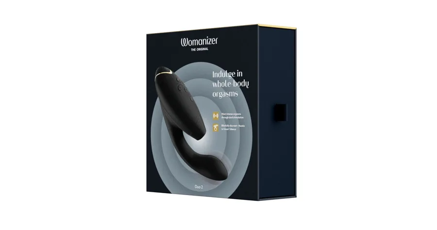 Двойной вакуумный клиторальный стимулятор Womanizer Duo 2 - Black, независимые моторы