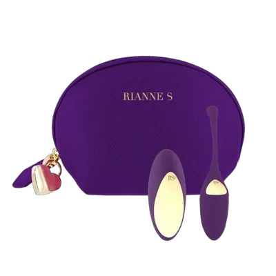 Віброяйце Rianne S: Pulsy Playball Deep Purple з вібрувальним пультом ДК,косметичка-чохол, 10режимів