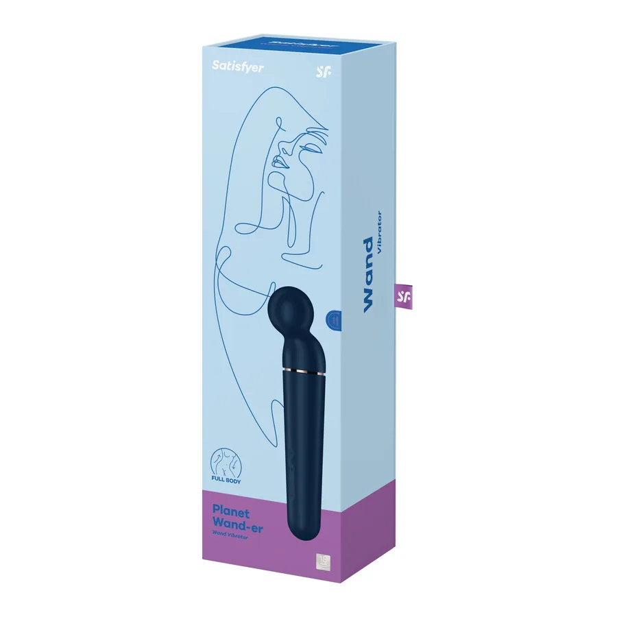 Вибромассажер Satisfyer Planet Wand-er Blue/Rosegold, очень мощный, беспроводной