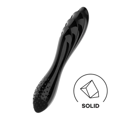 Двусторонний стеклянный дилдо Satisfyer Dazzling Crystal 1 Black, очень прочный, без стоппера