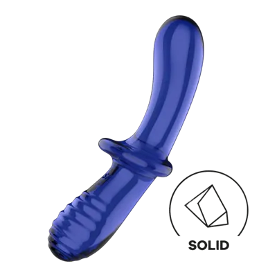 Двусторонний стеклянный дилдо Satisfyer Double Crystal Light blue, боросиликатное стекло, унисекс