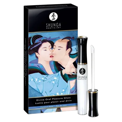 Стимулирующий блеск для губ Shunga LIPGLOSS - Coconut Water (10 мл), эффект покалывания, холод-тепло